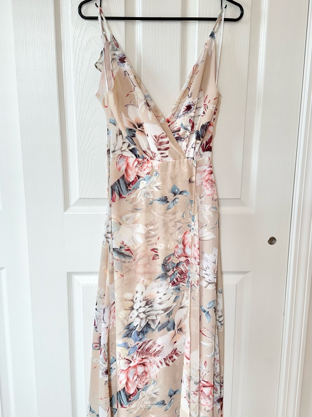 Floral Wrap Maxi Dress in Blush